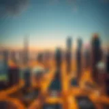 A detailed view of Dubai's skyline showcasing iconic real estate developments.