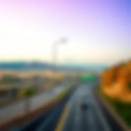 The scenic E101 highway connecting Abu Dhabi and Dubai