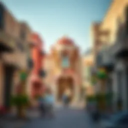 Vibrant streets of Almaya Satwa showcasing local architecture
