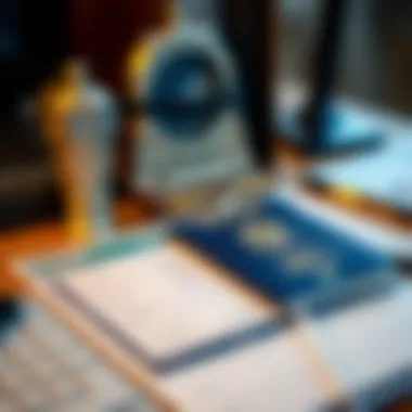 Passport and visa application on a desk