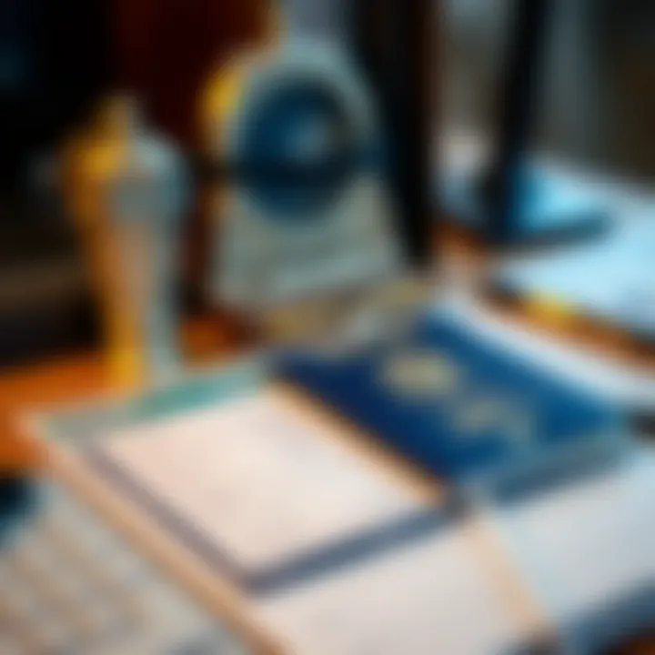 Passport and visa application on a desk