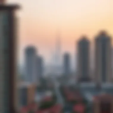 Dubai Skyline and Residential Landscape Beautiful view of Dubai skyline with residential buildings