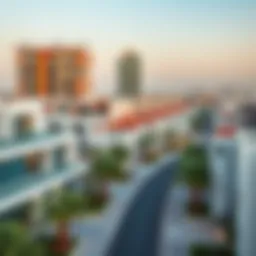 Panoramic view of the Jaddaf neighborhood showcasing modern architecture