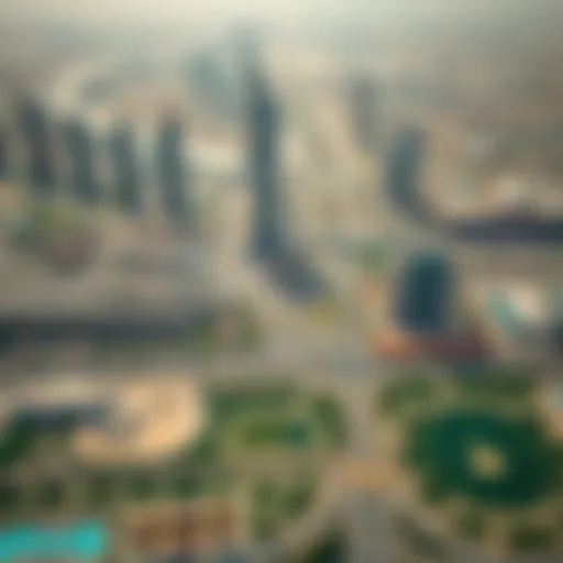 Diverse Land Utilization in Dubai Aerial view of Dubai showcasing diverse land utilization