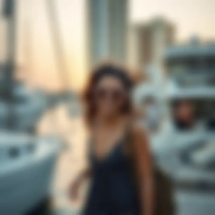 Vibrant lifestyle scene with outdoor activities at the marina